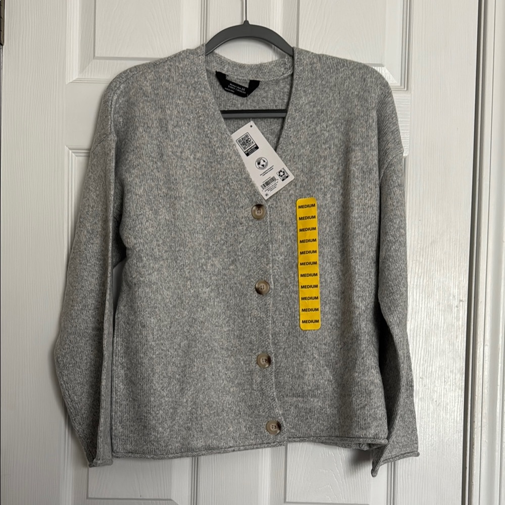 Members Mark Gray Button-Up Cardigan